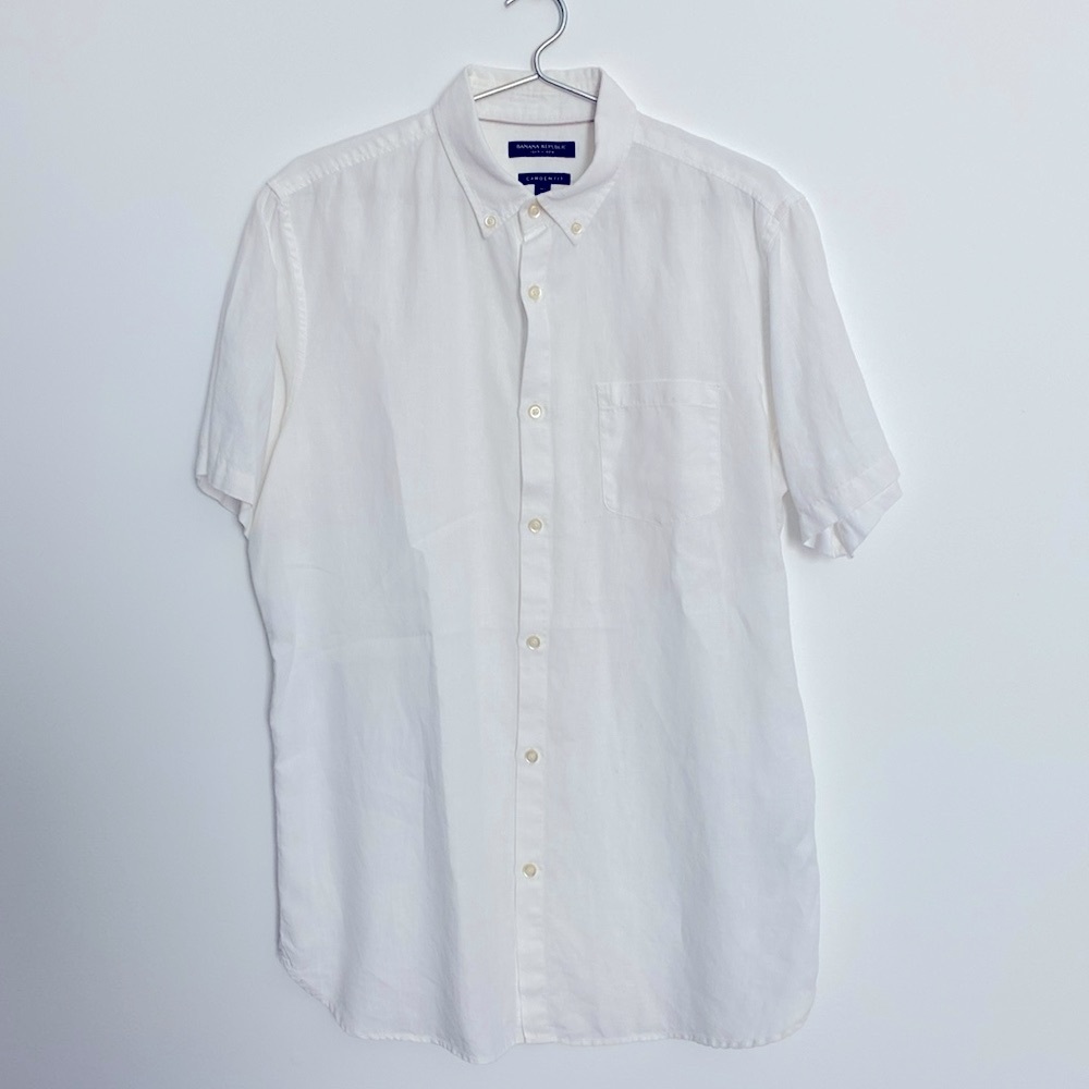 Men’s white Banana Republic linen Camden Fit shirt M Tall